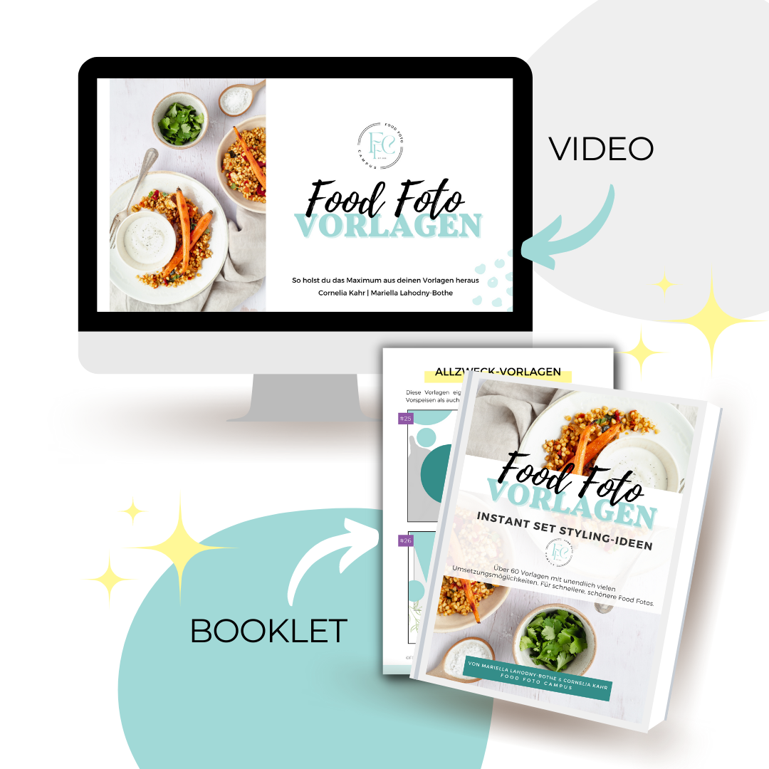 Booklet und Video zur Nutzung der Food Foto Vorlagen