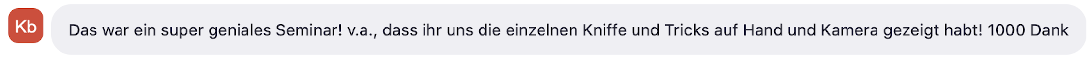 Feedback einer Workshopteilnehmerin