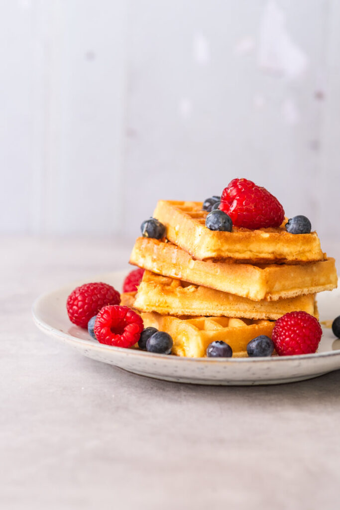 Waffeln fotografiert mit Kunstlicht und einer Softbox